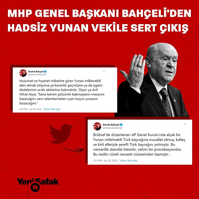 Mhp Lideri Bah Eli Den T Rk Bayra N Y Rtan Yunan Vekile Sert Tepki