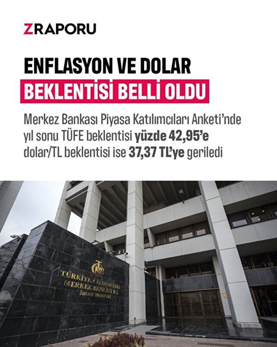 Merkez Bankası yıl sonu enflasyon ve dolar beklentisini açıkladı