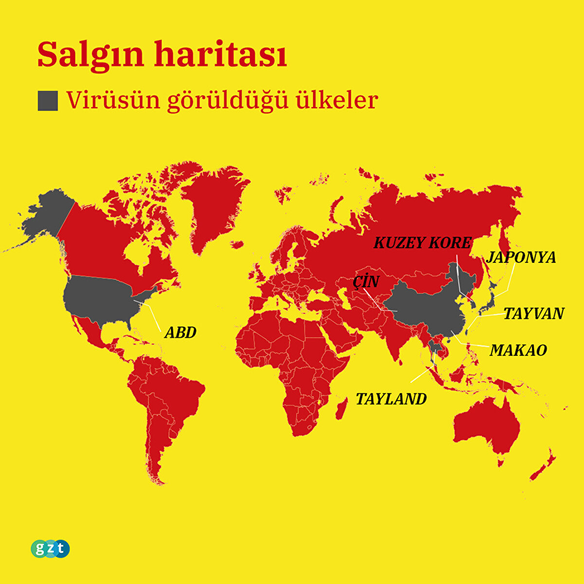 Virüsün görüldüğü ülkeler;