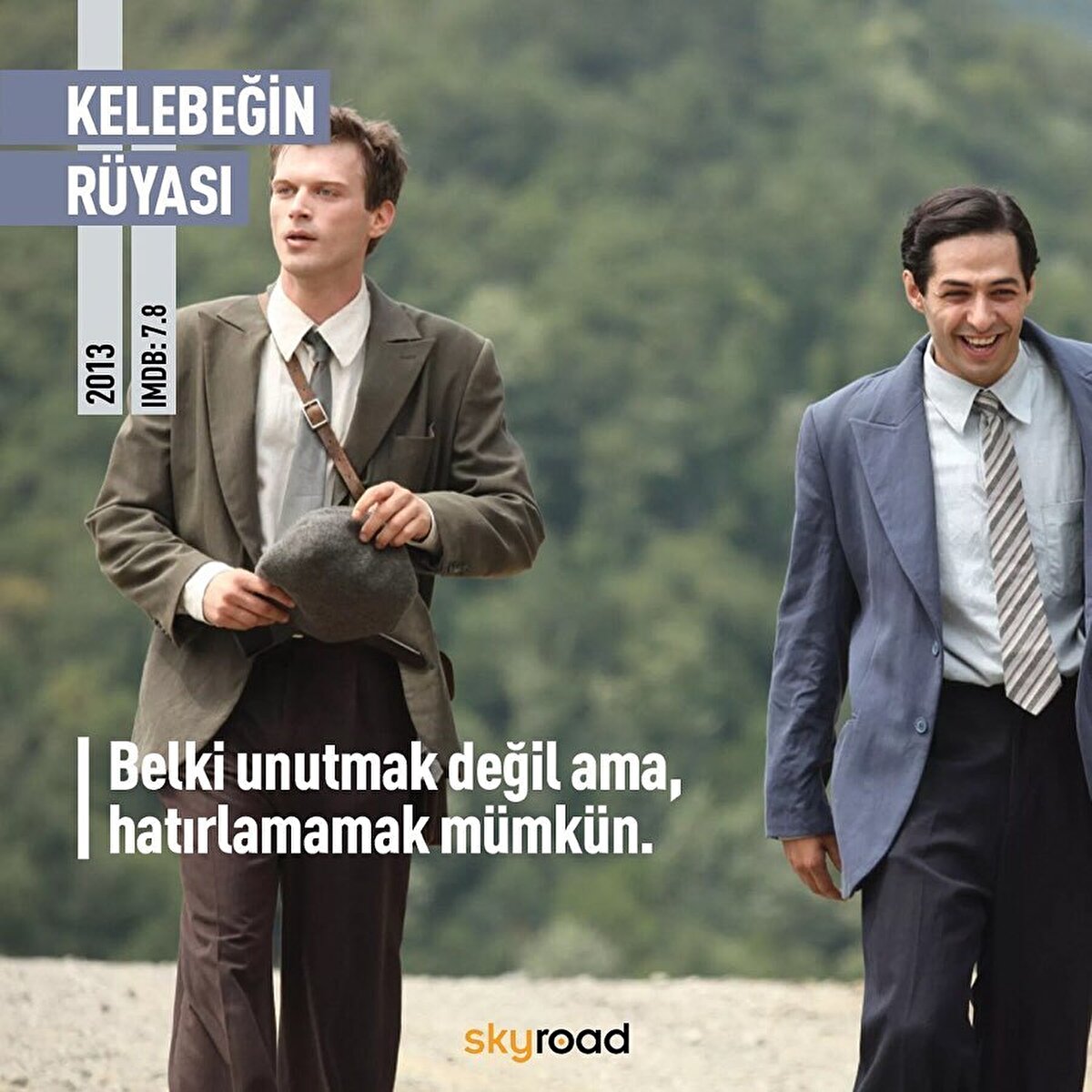 🦋 Kelebeğin Rüyası: Yılmaz Erdoğan'ın yazıp yönettiği 2013 yapımı filmin başrollerini Kıvanç Tatlıtuğ ve Mert Fırat paylaşıyor. Film, 2. Dünya Savaşı döneminde Zonguldak'ta yaşayan genç şairler Rüştü Onur ve Muzaffer Tayyip Uslu'nun hayat hikayesini anlatıyor. O dönemde şairlerin Mehmet Çelikel Lisesi’nde edebiyat öğretmeni olan Behçet Necatigil'i de Yılmaz Erdoğan canlandırıyor.