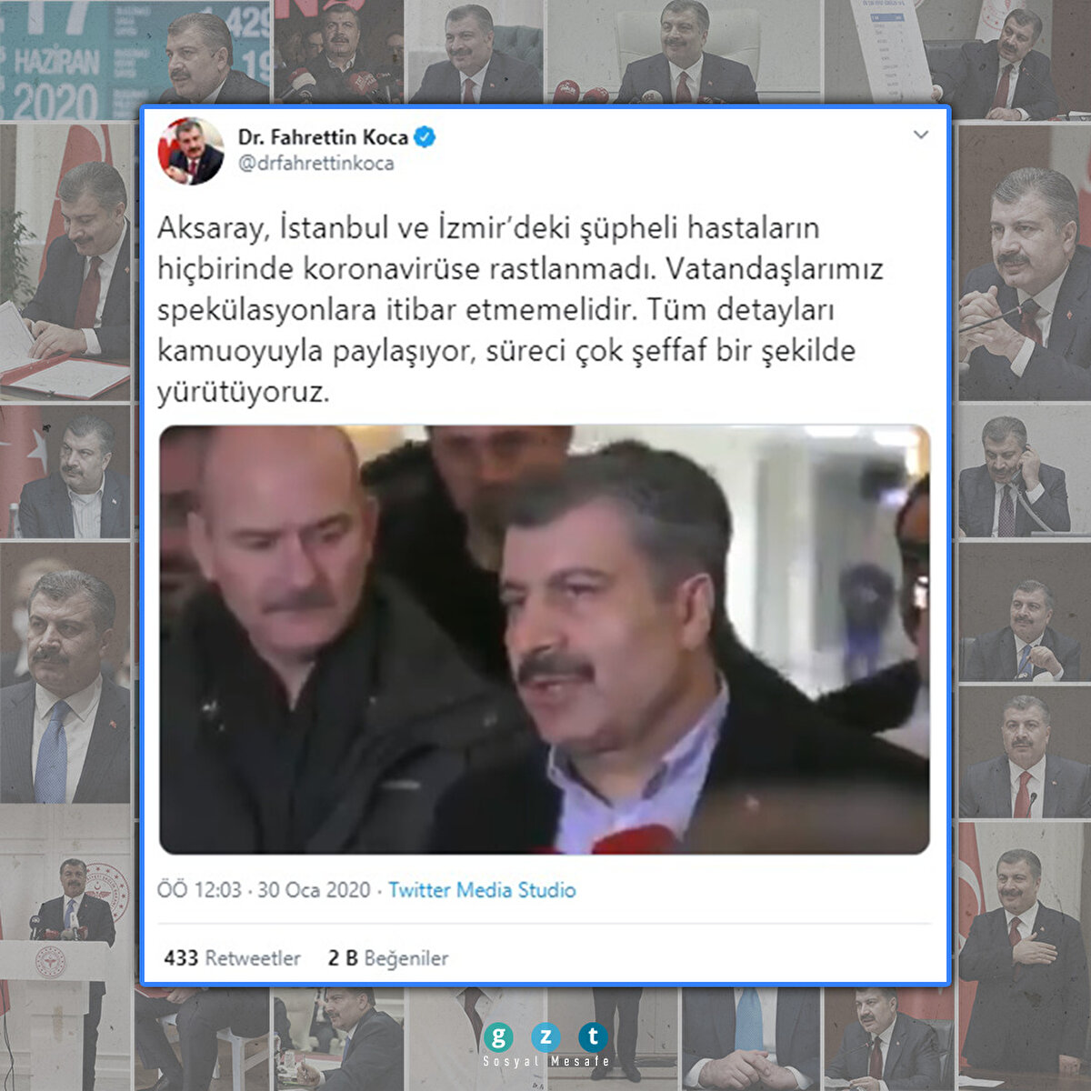Koronavirüsle alakalı spekülasyonların önüne geçmede Bakan Koca'nın tweetleri büyük önem arz ediyordu