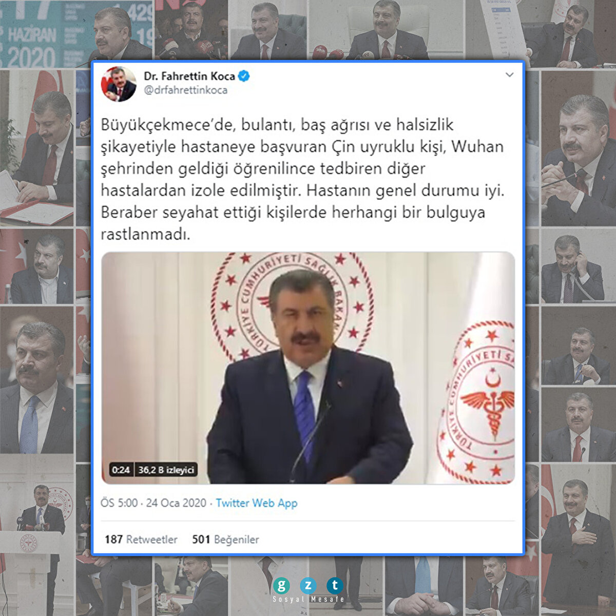 Filyasyon çalışmaları ta o günlere dayanıyordu. Wuhan'dan gelen şahıs ve beraberindekiler kontrolden geçirildi. Herhangi bir sıkıntıya rastlanmadı