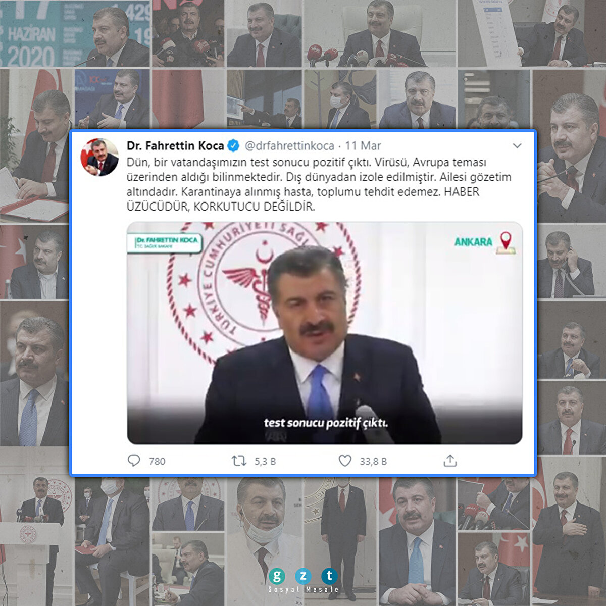 Ve 11 Mart günü Türkiye'de ilk koronavirüs vakasına rastlandığının haberini Bakan Koca gece saatlerinde kamuoyu ile paylaştı