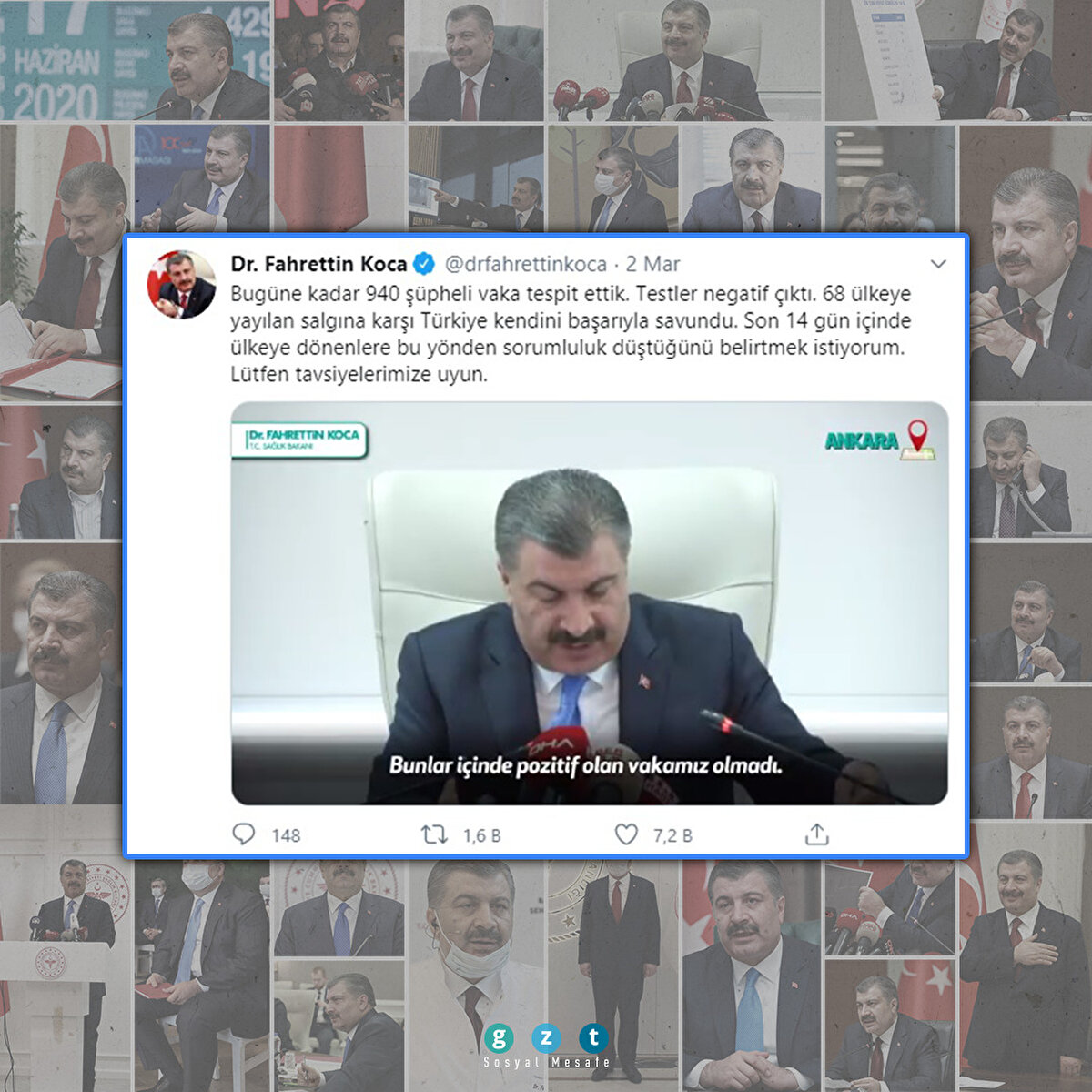 2 Mart'a kadar tespit edilen 940 COVID-19 şüphelisinin testleri negatif çıktı