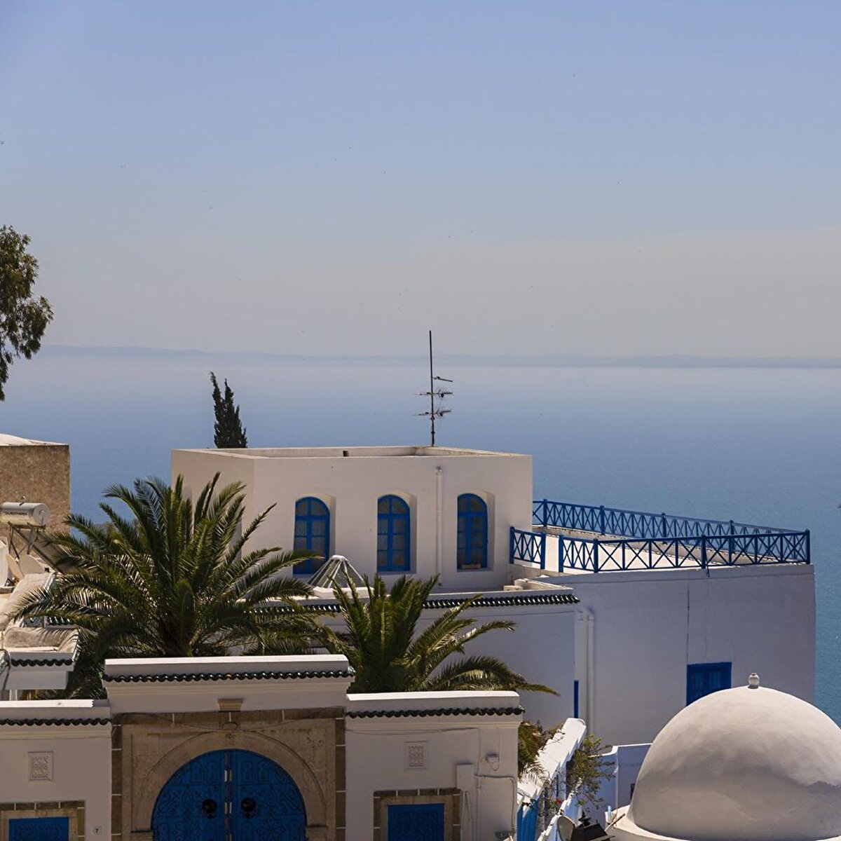 💙 UNESCO Dünya Miras Listesinde yer alan Sidi Bu Said’e karakter veren sadece iki renk var; mavi ve beyaz. Mavi kapılar, beyaz duvarlar, ahşap mavi pencereler. Bu renk uyumunu bozacak herhangi bir başka renkli yapıya ise izin verilmiyor.