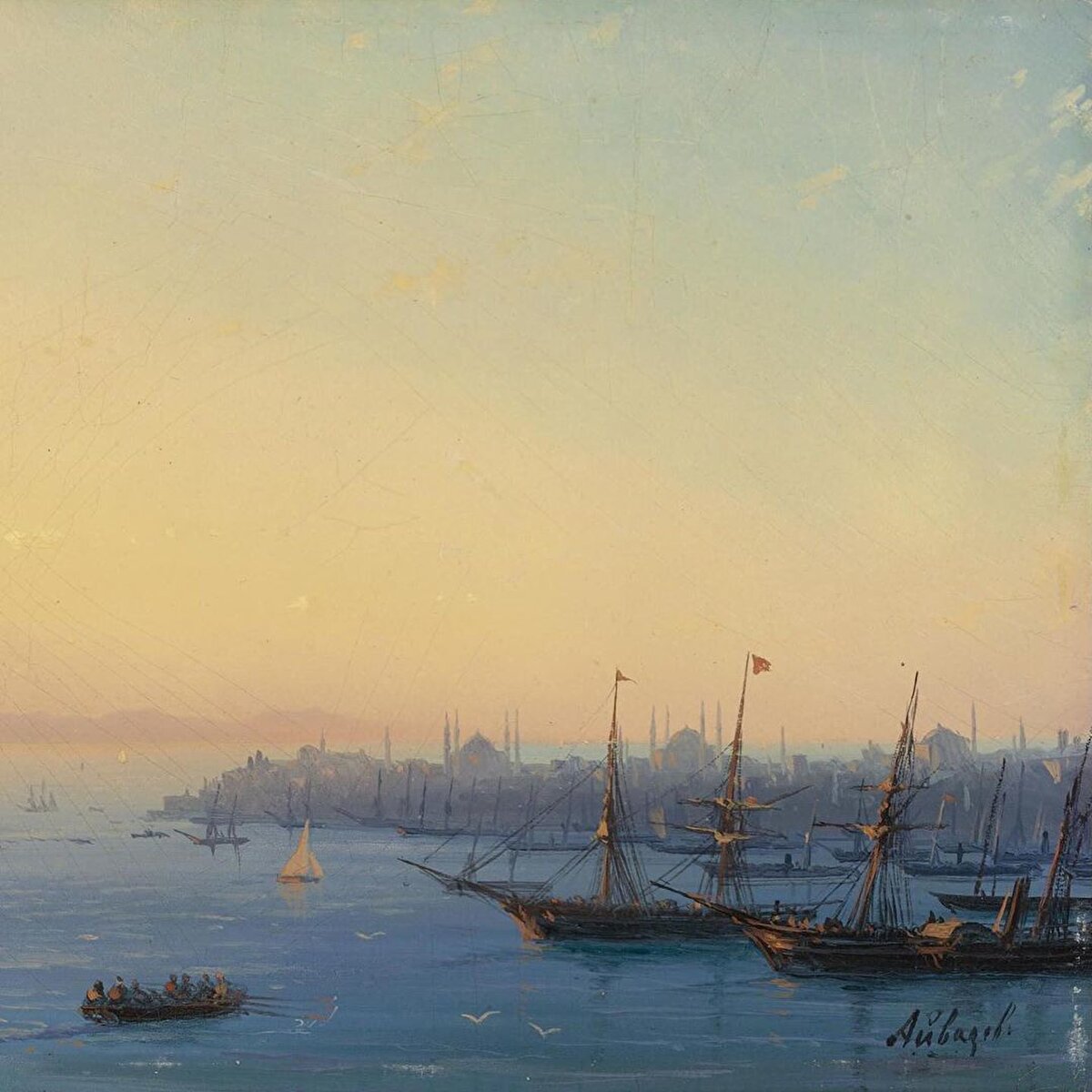 👨🏻🎨 Aivazovsky, 1874 yılında Sultan Abdülaziz’in davetiyle İstanbul’a dördüncü ve son kez geldiğinde Sultan Abdülaziz ondan Dolmabahçe Sarayı için İstanbul ve Boğaz manzaralı 30 resim sipariş eder. Mimarbaşı Sarkis Balyan'ın Kuruçeşme’deki konağında misafir edilerek tabloları hazırlar. 10 Ekim 1874’te İstanbul’da bulunurken, genç ressamlara nasihat olarak şunları söyler: