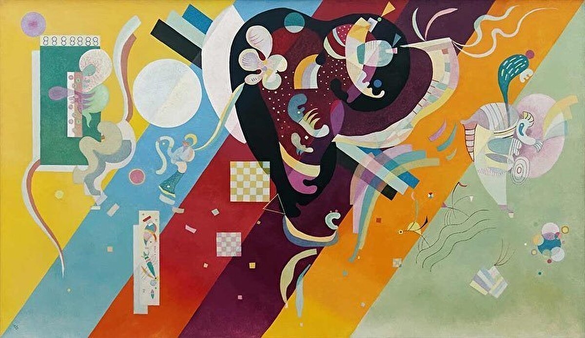 Ressam Franz Marc’ın davetiyle 1911 yılında Münih’te sahnelenen bir Arnold Schönberg konserine giden Kandinsky, duyduğu müzikten çok etkilenmişti. Kandinsky için bu müzik devrim niteliğindeydi. Konserden sonra yaptığı resimde, konserin onda bıraktığı izlenimleri tuvale aktarmıştı. 🧐⠀