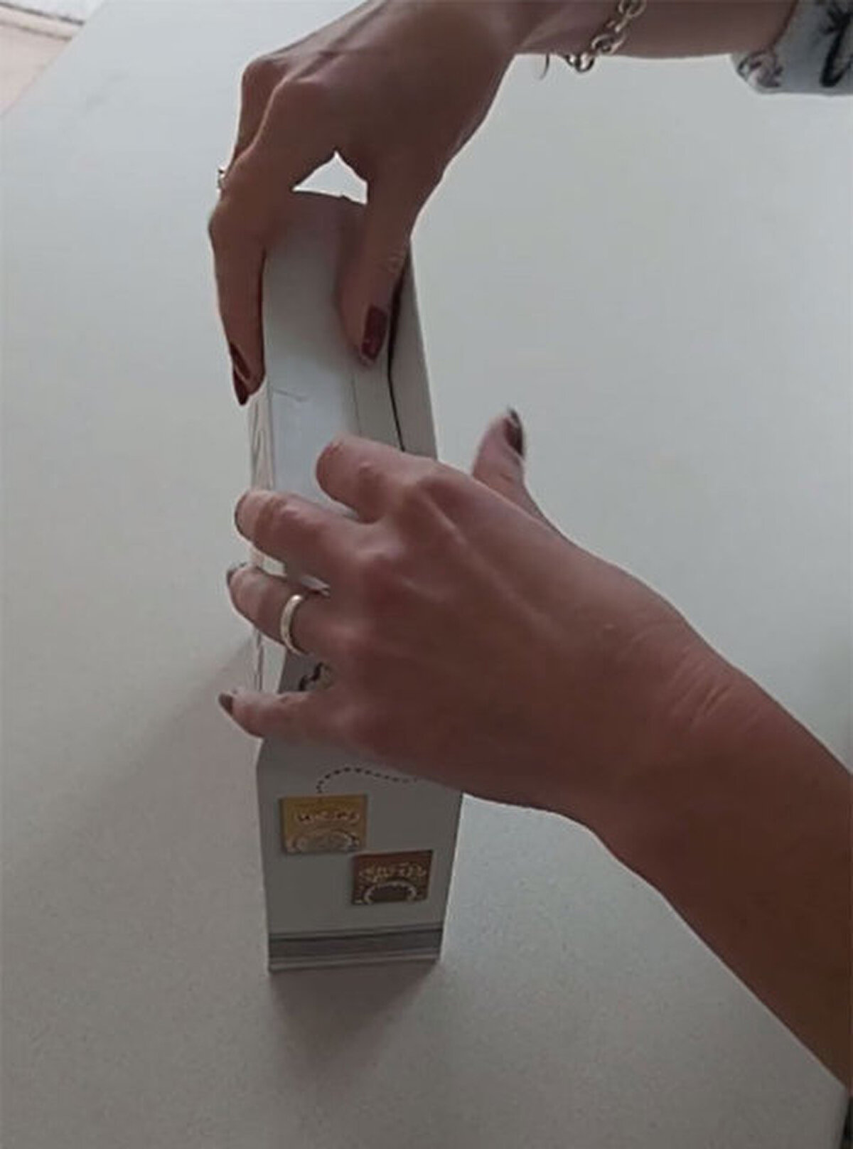 Son olarak geniş kapaklardan birini kutunun içine soktu.