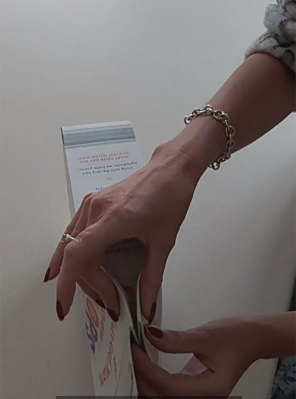 Anne, kutunun içindeki dar kanatları ve bir geniş kanadı içeri doğru katladı.