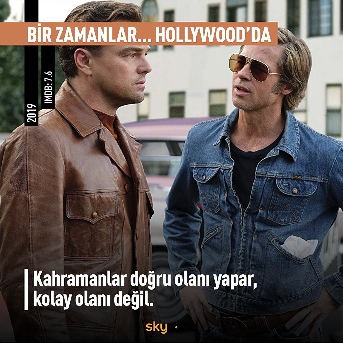 🌟Bir Zamanlar...: Hollywood’da⠀
1969 yılının Los Angeles'ında geçen film, bir zamanlar büyük bir heybetle yer aldıkları endüstri içerisinde bugün tutunmak için sıkı bir mücadele sürdüren bir televizyon yıldızı ve dublörünün hikâyesini anlatıyor.