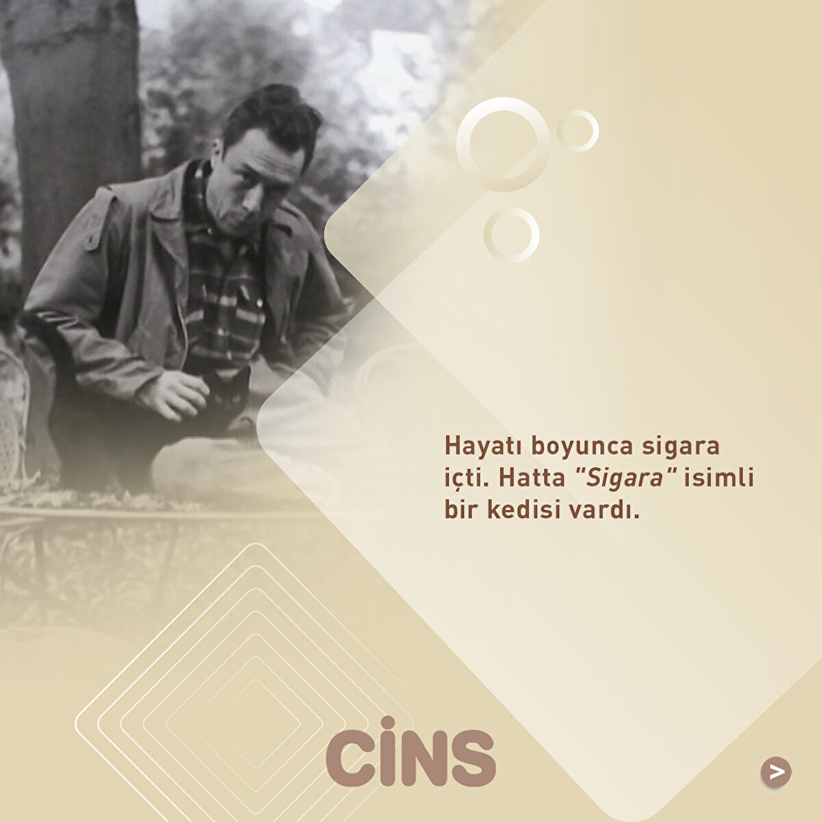 Hayatı boyunca sigara içti. Hatta "Sigara" isimli bir kedisi vardı.