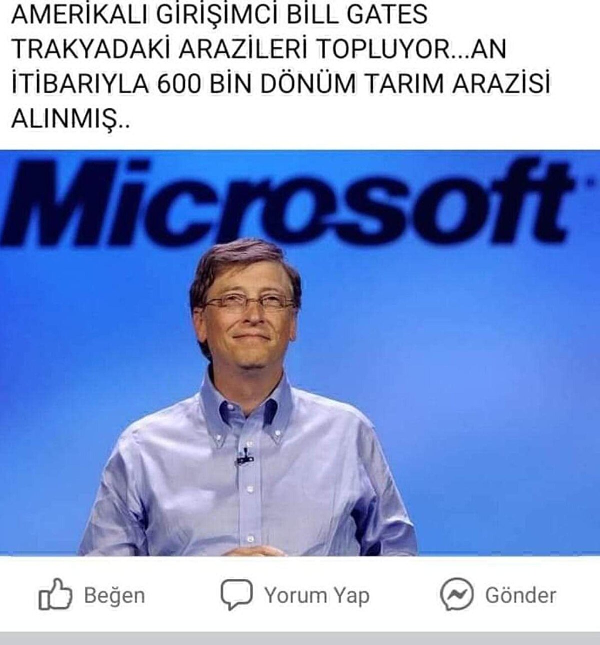 "Bill Gates'e komşu olun diye yurt dışında pazarlama hareketi başlamış" diyen Döleneken, "Satanlar Türkiye'den, satmaya çalıştıkları da oradaki Türk, gurbetçi vatandaşları. Yurt dışından bir arkadaşım yazdı. Burada da bölgeyle ilgili pazarlama yaptıklarını belirtti. Bill Gates 600 bin dönüm yer aldı, siz de alın diye mesaj gönderildiğini söyledi. Tapuları da göndererek gelin siz de Bill Gates'e komşu olun, diye yurt dışında pazarlama hareketi başlamış" ifadelerini kullandı.