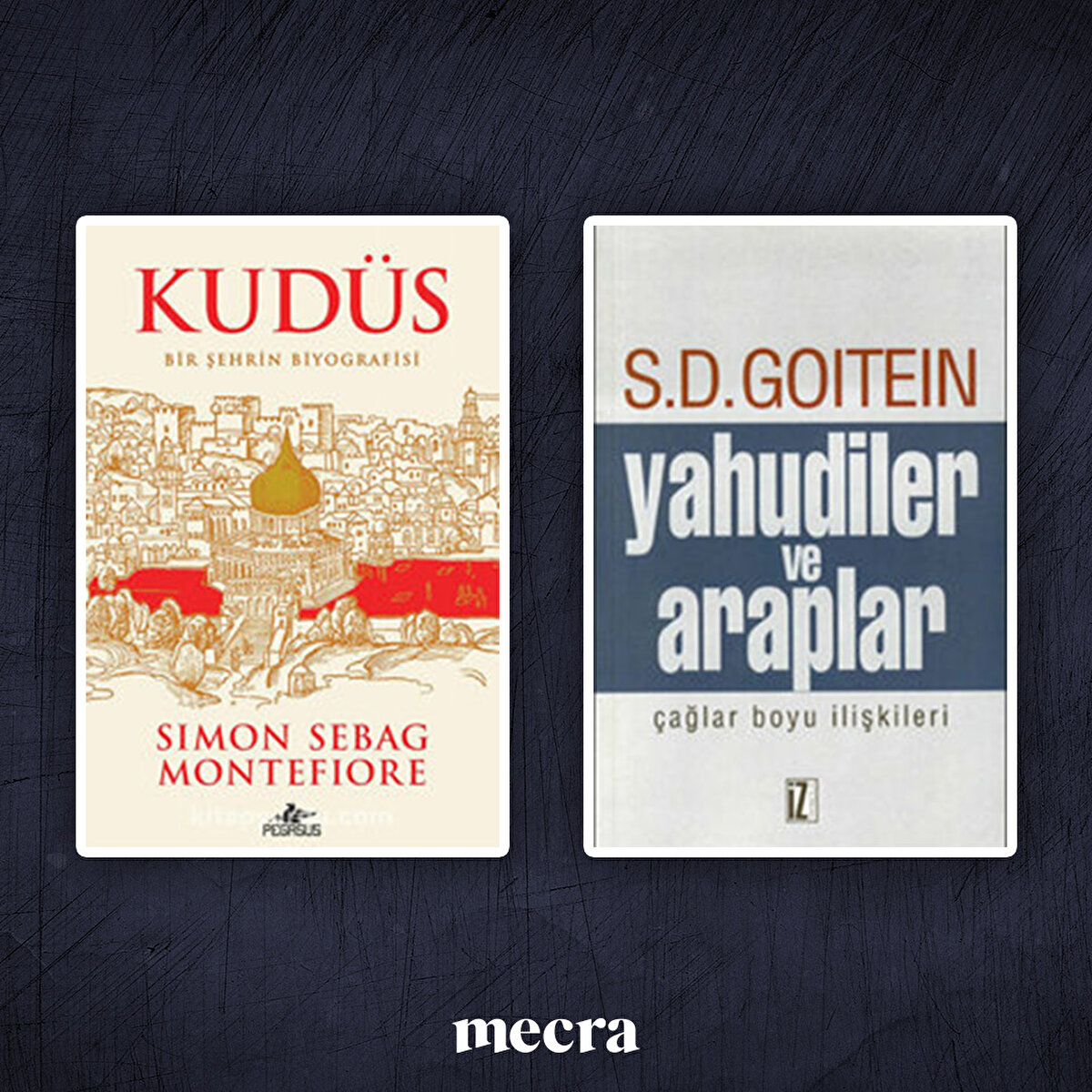 Kudüs Bir Şehrin Biyografisi
Simon Sebag Montefiore

İnanç, katliam, fanatizm ve birarada var olma fikrinin iç içe geçtiği, Kral Davut’tan Barack Obama’ya, üç büyük dinin doğuşundan İsrail-Filistin çatışmasına uzanan 3000 yıllık epik bir öykü.

Yahudiler ve Araplar
S. D. Goitein

Günümüz Ortadoğusu'nun iki önemli aktörü.
İki halkın milattan önceki dönemlerde başlayıp günümüze uzanan 3.000 yıllık sosyal, kültürel, dini ve siyasi ilişkileri ilk kez böylesine sistematik bir şekilde elinizdeki kitapta ele alınıyor.