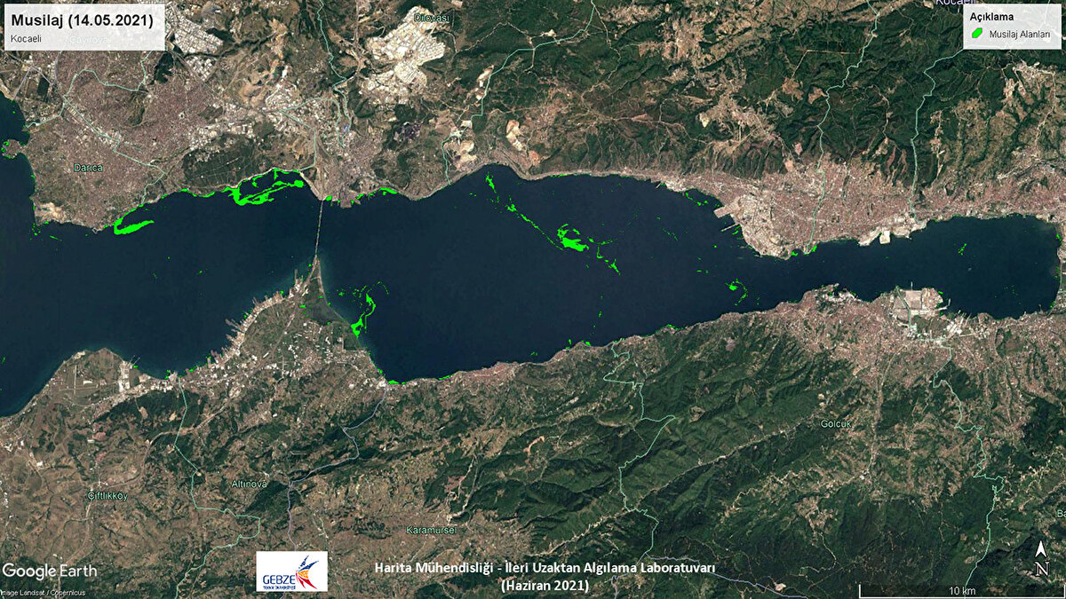 Çalışma kapsamında optik ve termal görüntülerden faydalandıklarını, şimdi de radar görüntülerini incelediklerini aktaran Kavzoğlu, deniz suyunun birkaç metre derinliklerine nüfuz edebilen ve hava şartlarından etkilenmeyen büyük dalga boylu radar görüntüleriyle ilgili süreçlerin devam ettiğini kaydetti.