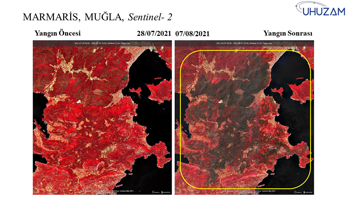 Çalışmalardan elde ettikleri verilerin çok önemli olduğunun altını çizen Yanalak, "Zamansal çözünürlüğe bağlı olarak yangın durumunu farklı uydularla izleyip bilgi çıkarttık" şeklinde konuştu.
