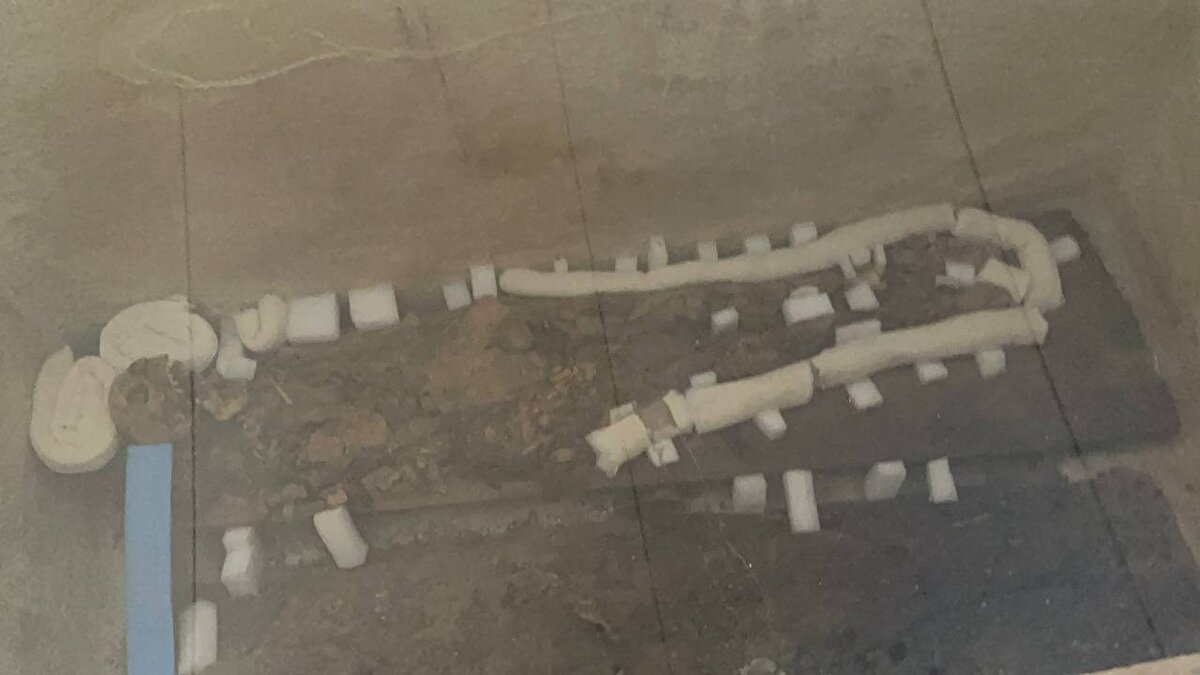 Lahdin üzerinde bulunan özel korunaklı camdan mumyaları görüntülemek isteyen Çavuşoğlu, o ânları cep kamerasına kaydetti.