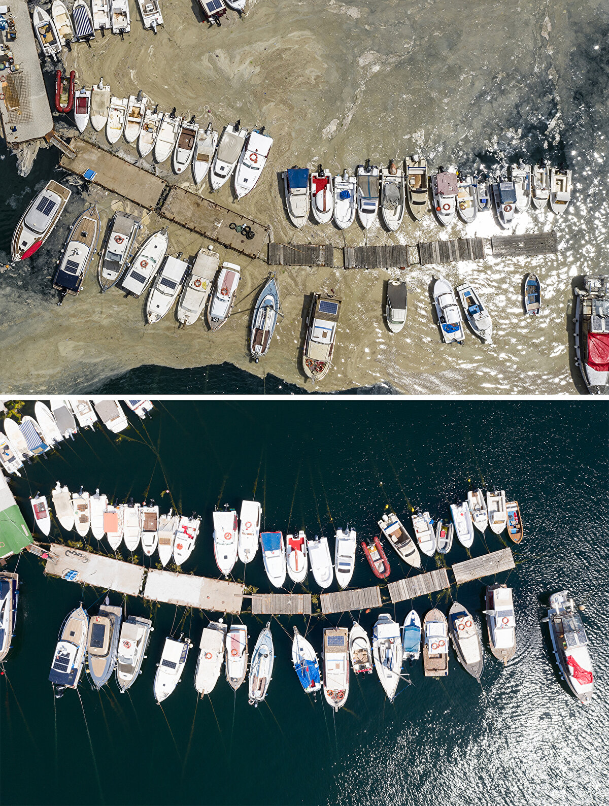 Müsilajın denizde etkisini yitirdiği çekilen görüntülere de yansıdı.