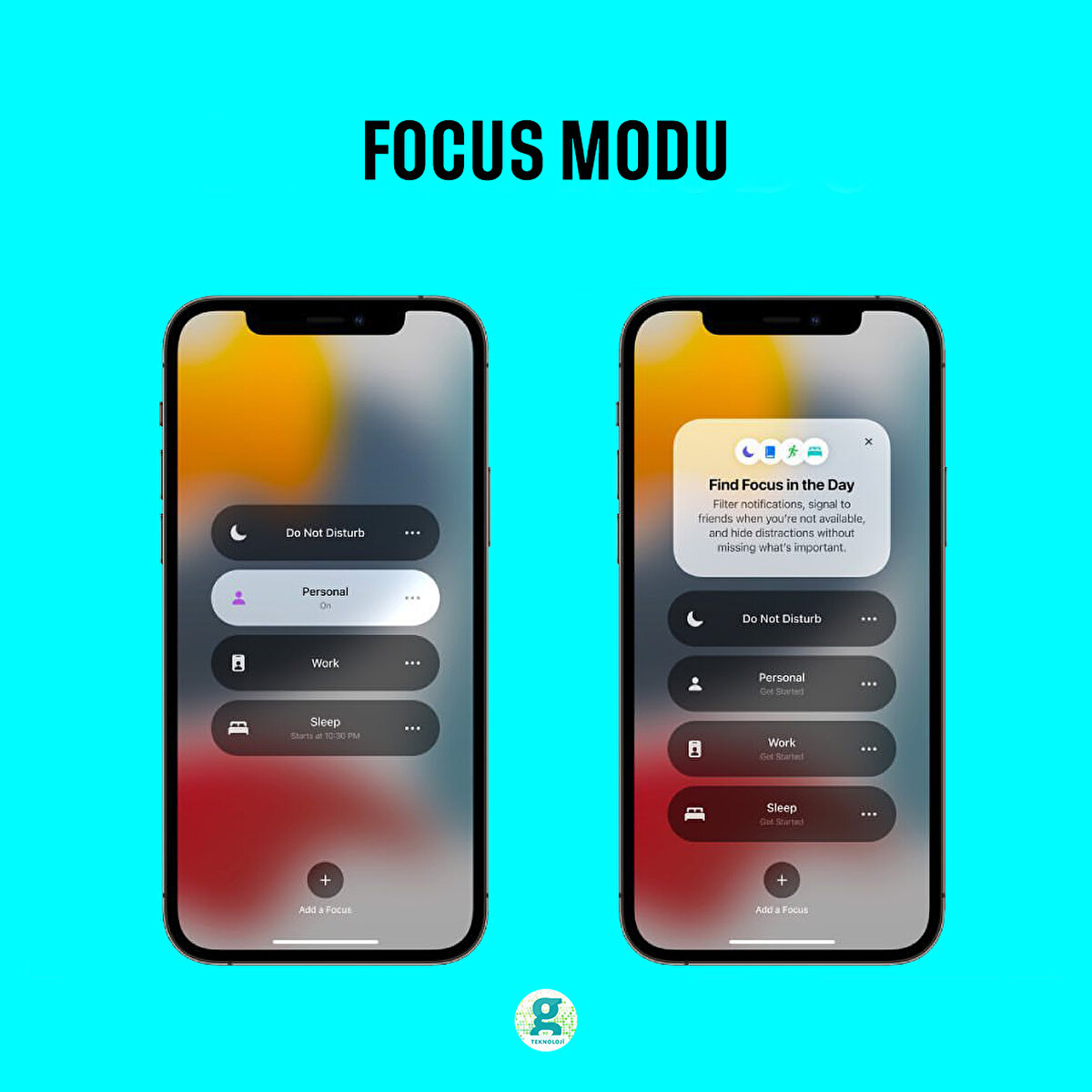 📱Focus Modu ile iş, ev ya da benzer modlar oluşturarak istenen bildirimlerin engellenmesini sağlanıyor.