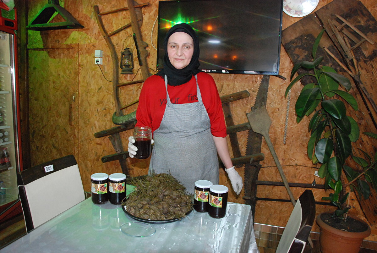 Ben de yapayım, dedim, sonra bölgemizdeki ormanlardan çam kozalağı topladım. Sonra kaynatarak, pekmez haline getirdim. Eşime verdikten sonra faydasını gördük.
