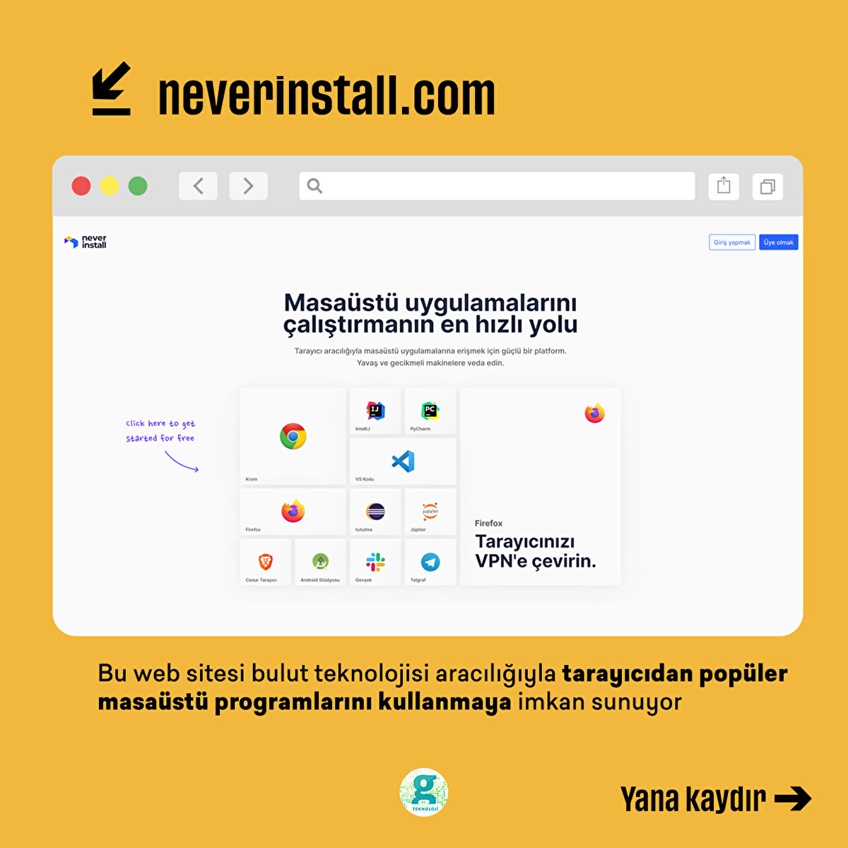 Bu web sitesi bulut teknolojisi aracılığıyla tarayıcıdan popüler masaüstü programlarını kullanmaya imkan sunuyor