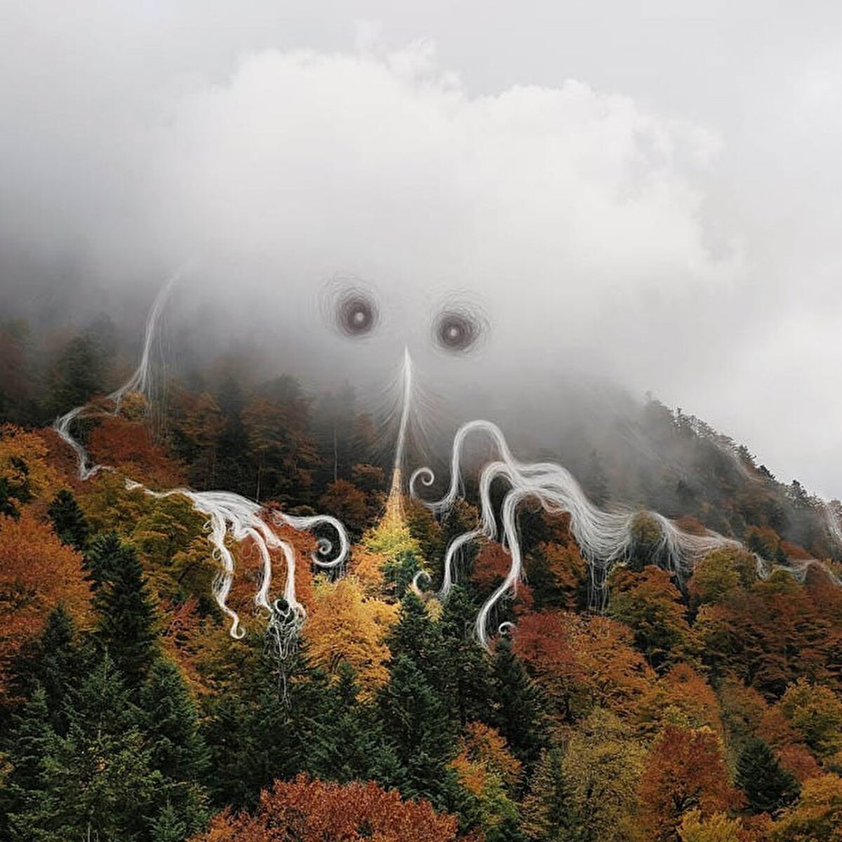 Bu yaratığı kağıt veya tuvale çizmek yerine çektiği gerçek fotoğrafların üzerine resmetmiş ve böylelikle yepyeni bir seri ortaya çıkmış.