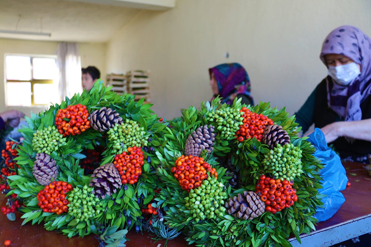 Çelenklerin Avrupa'da Noel süslemelerinde kullanıldığını belirten Yüce, şöyle dedi:<br><br>