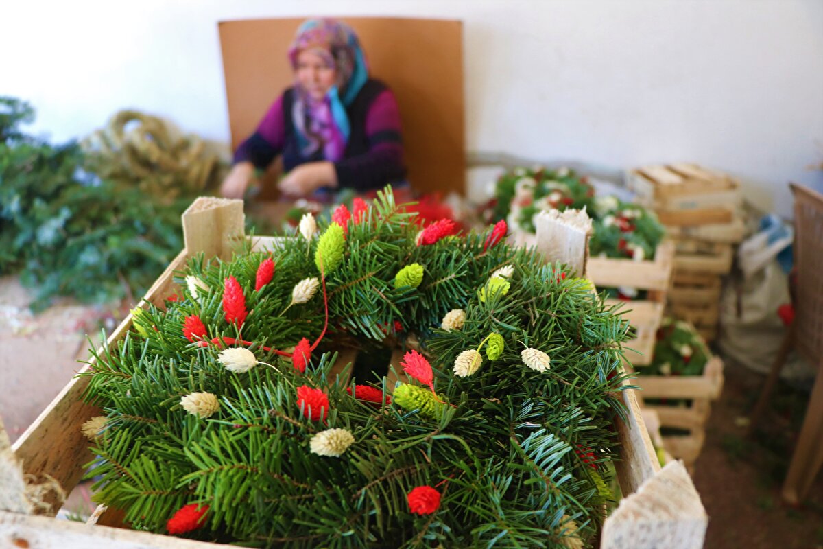 Bir diğer ihracatçı firmanın yetkilisi Mustafa Karakaş da çelenk yapanların yanı sıra yapıma destek veren, malzemeyi toplayanların da bu işten para kazandığını söyledi. Çelenklerde 10-15 çeşit orman meyvesi kullanıldığını ifade eden Karakaş, "Beldedeki neredeyse herkes için bir gelir kaynağı oldu. Çeşit çeşit, rengarenk orman meyveleri kullanılıyor. Yaban mersini ve dalı, çelengin ana maddelerini oluşturuyor. Kadınlar bu ürünleri demir telle çemberlere sarıyor, işliyor. Çelenkçilik beldemizin ekonomi anlamında kaderini değiştiren bir sektör haline geldi. Antalya üzerinden yılbaşı için direkt yurt dışına ihraç ediyoruz." diye konuştu.<br><br>
