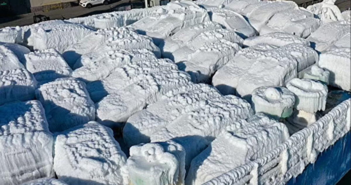 Bazılarının 20 santim kalınlığa kadar buzla kaplı olduğu bildirildi.