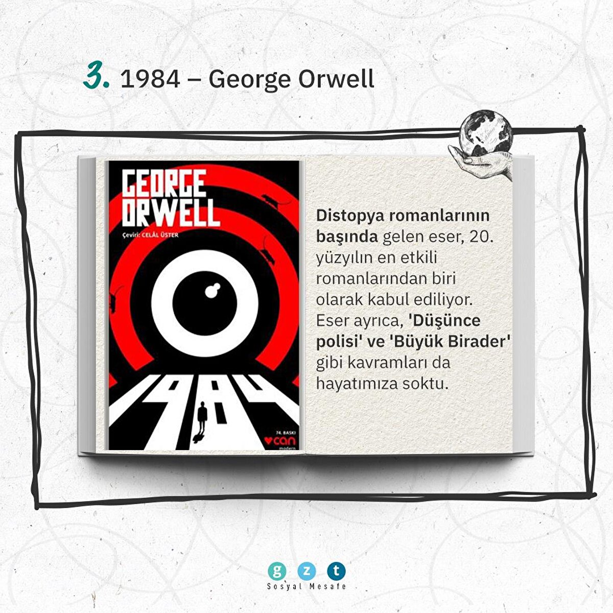 Distopya romanlarının başında gelen eser, 20. y&#252;zyılın en etkili romanlarından biri olarak kabul ediliyor. Eser ayrıca, 'D&#252;ş&#252;nce polisi' ve 'B&#252;y&#252;k Birader' gibi kavramları da hayatımıza soktu.