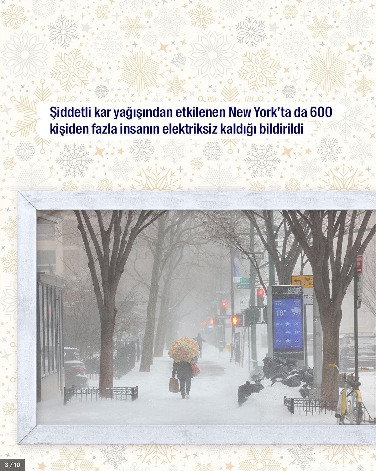 Şiddetli kar yağışından etkilenen New York’ta da 600 kişiden fazla insanın elektriksiz kaldığı bildirildi.<br>