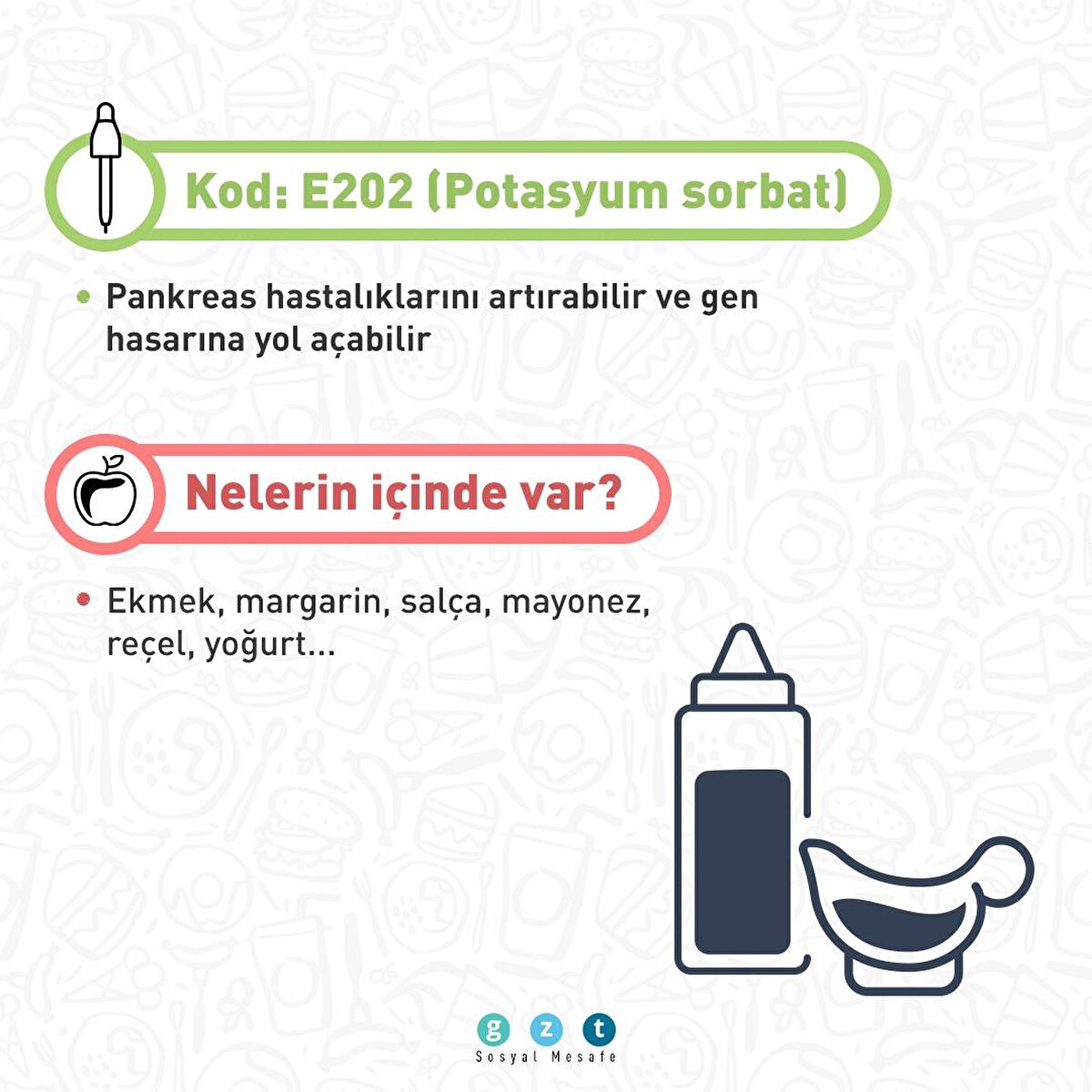Kod: E202 (Potasyum sorbat)-Pankreas hastalıklarını artırabilir ve gen hasarına yol a&#231;abilir