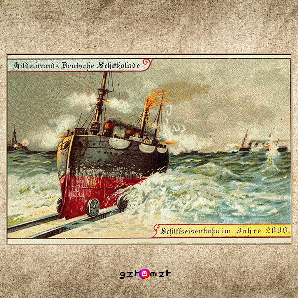 Denizde ve demiryolu üzerinde giden gemiler