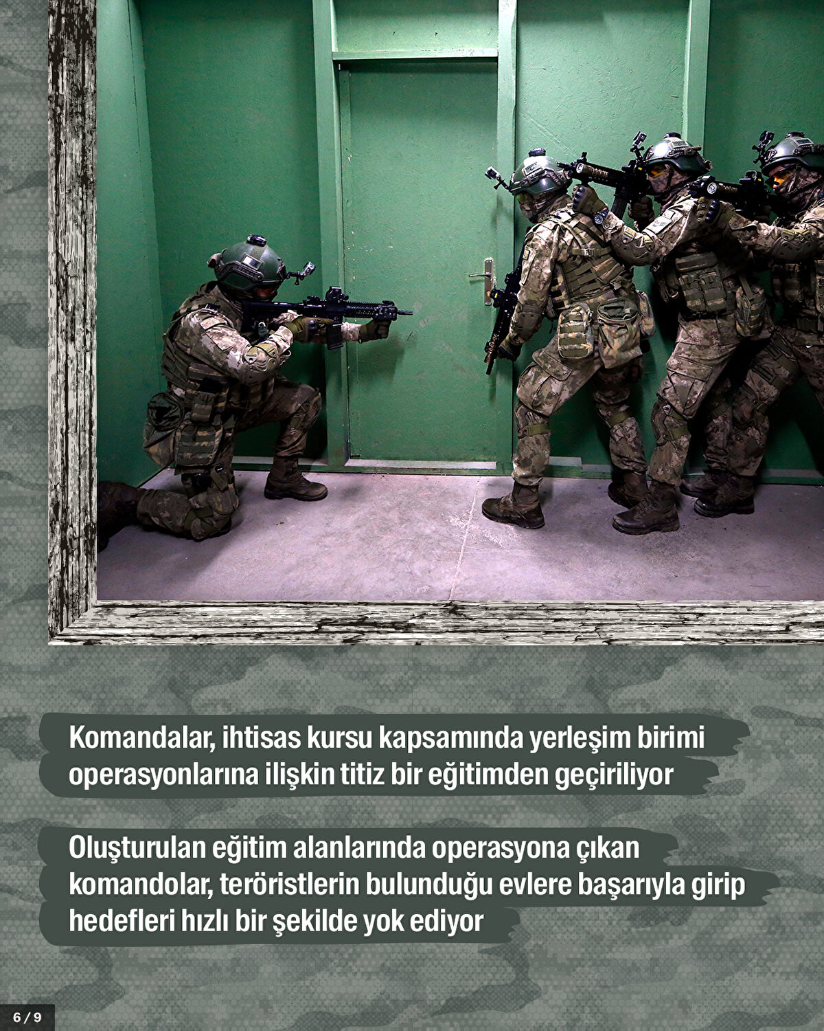 Komandalar, ihtisas kursu kapsamında yerleşim birimi operasyonlarına ilişkin titiz bir eğitimden geçiriliyor.