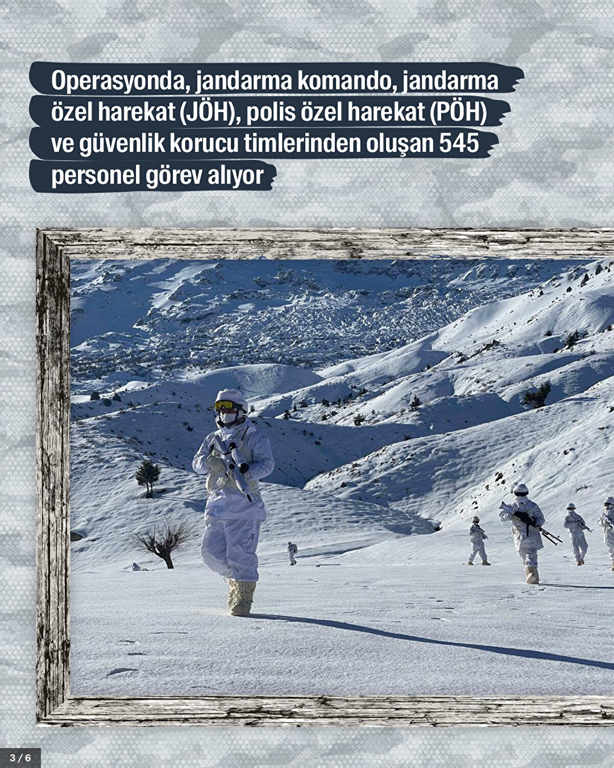 Operasyonda, jandarma komando, jandarma özel harekat (JÖH), polis özel harekat (PÖH) ve güvenlik korucu timlerinden oluşan 545 personel görev alıyor.<br>