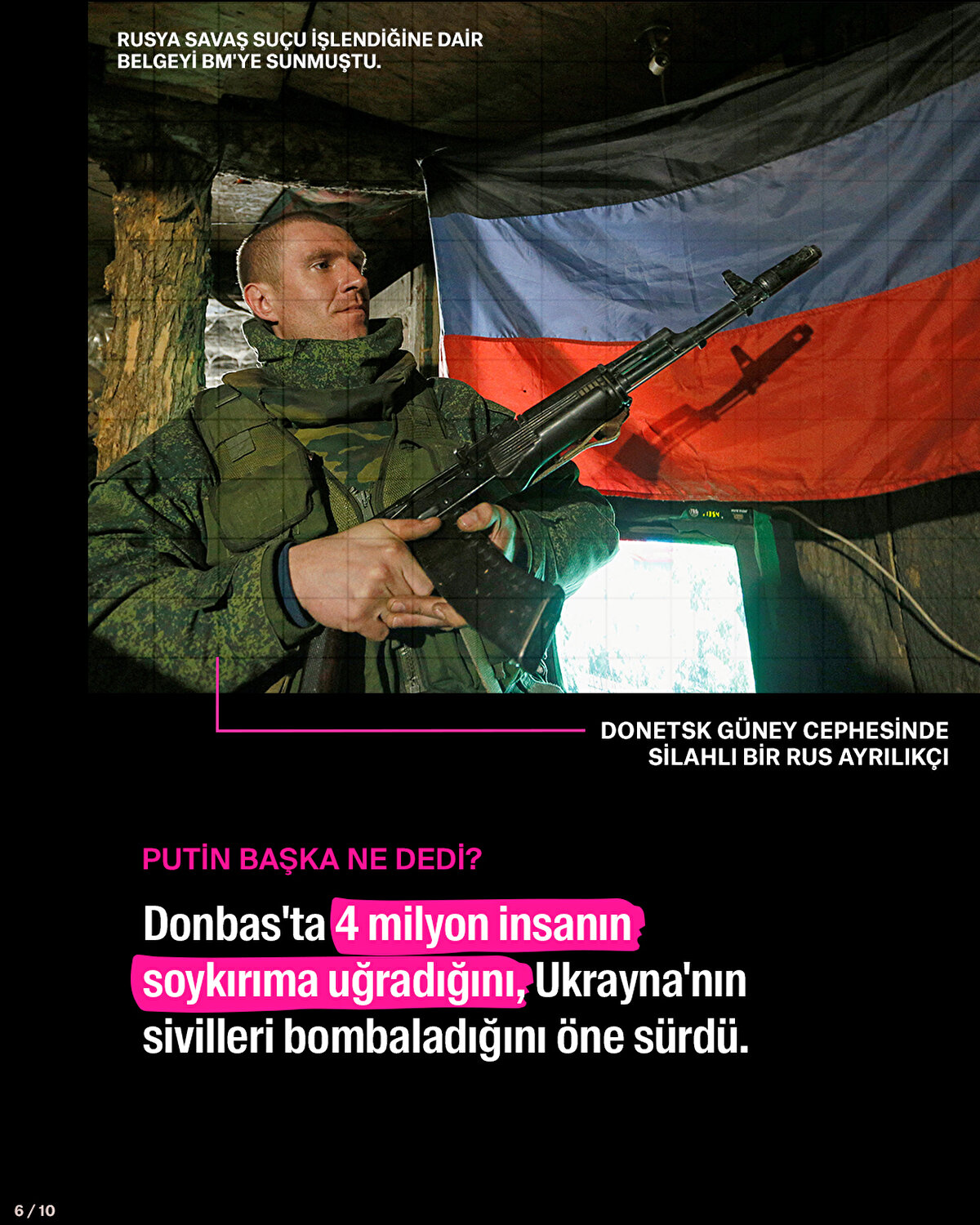 Donbas'ta 4 milyon insanın soykırıma uğradığını, Ukrayna'nın sivilleri bombaladığını öne sürdü.