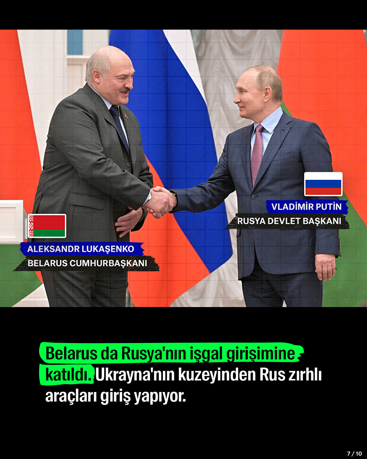 Belarus da Rusya'nın işgal girişimine katıldı. Ukrayna'nın kuzeyinden Rus zırhlı araçları giriş yapıyor.
