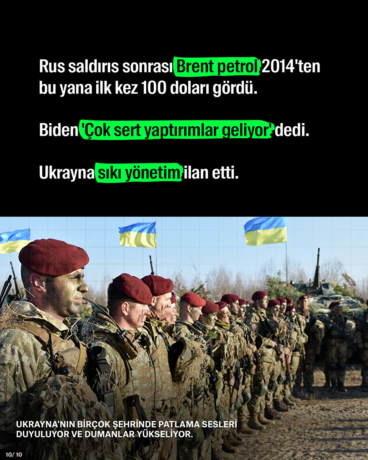 Rus saldırıs sonrası Brent petrol 2014'ten bu yana ilk kez 100 doları gördü.