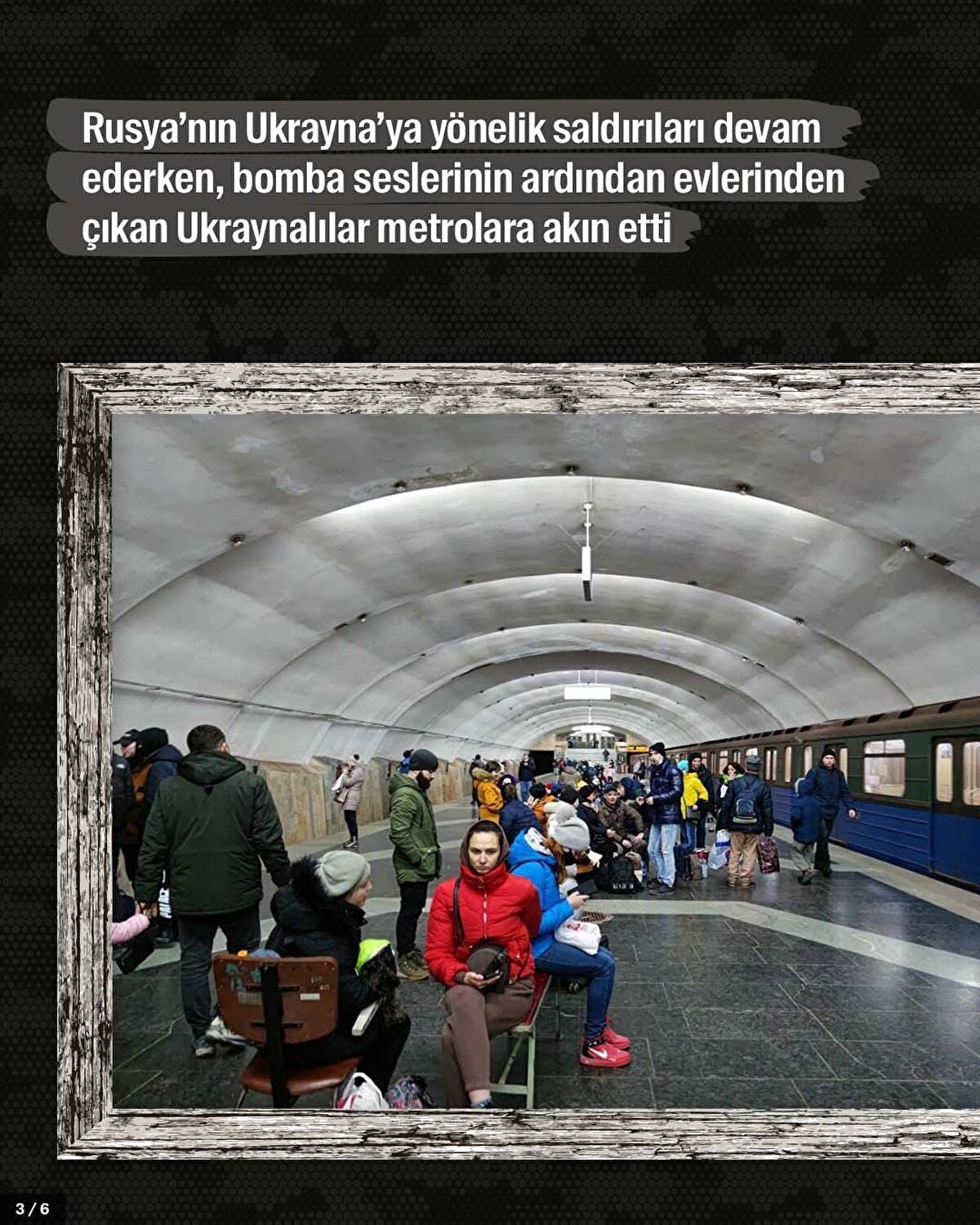 Rusya’nın Ukrayna’ya yönelik saldırıları devam ederken, bomba seslerinin ardından evlerinden çıkan Ukraynalılar metrolara akın etti.