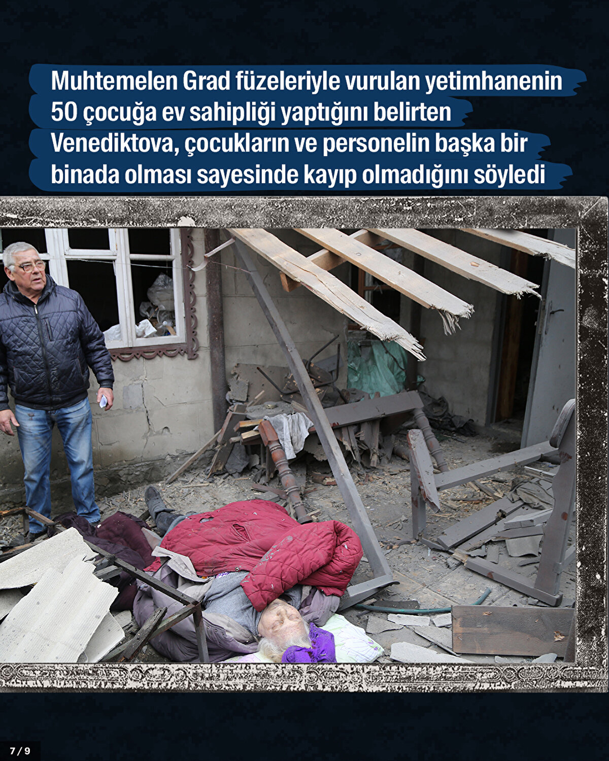 Muhtemelen Grad füzeleriyle vurulan yetimhanenin 50 çocuğa ev sahipliği yaptığını belirten Venediktova, çocukların ve personelin başka bir binada olması sayesinde kayıp olmadığını söyledi
