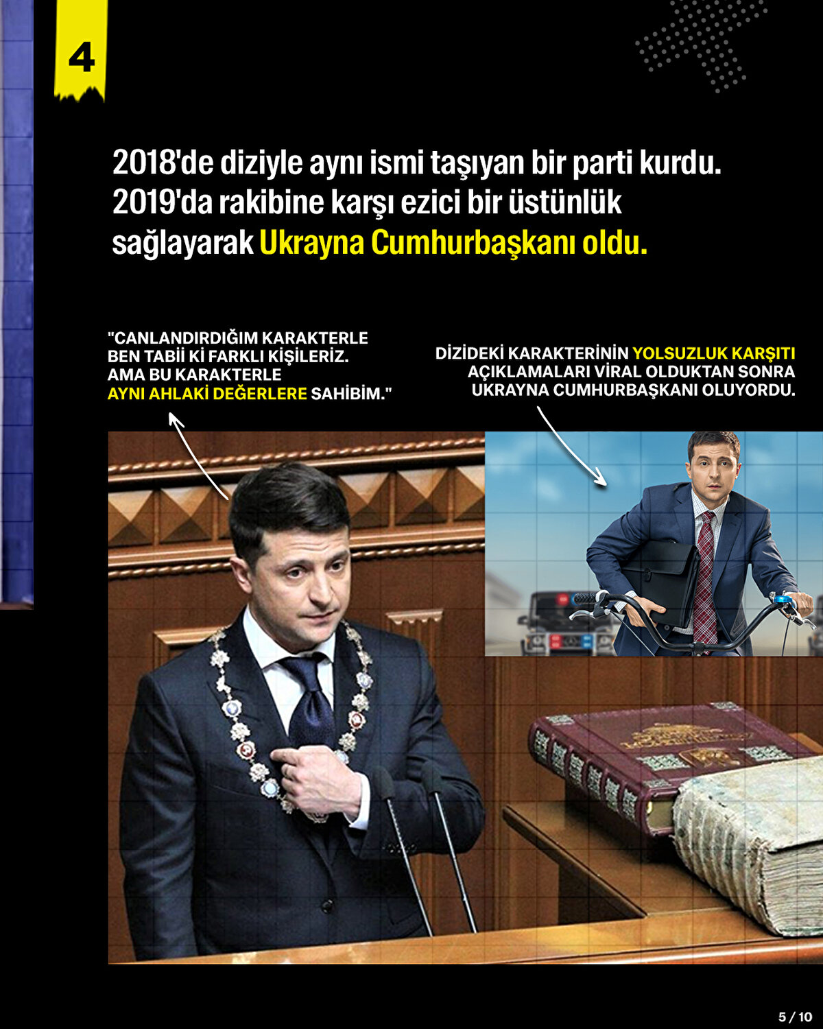 2018'de diziyle aynı ismi taşıyan bir parti kurdu. 2019'da rakibine karşı ezici bir üstünlük sağlayarak Ukrayna Cumhurbaşkanı oldu. <br><br>  