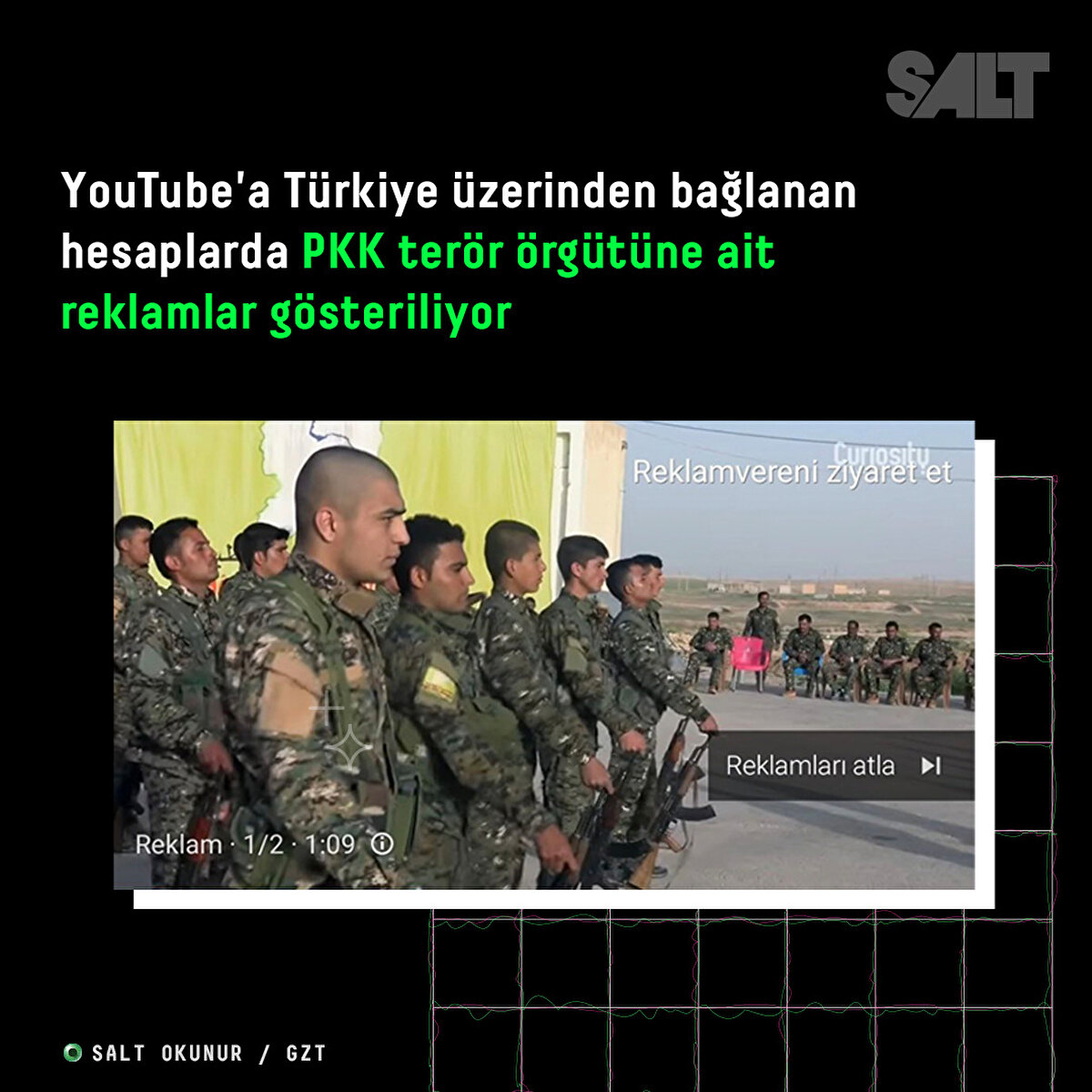 YouTube'a Türkiye üzerinden bağlanan hesaplarda PKK terör örgütüne ait reklamlar gösteriliyor