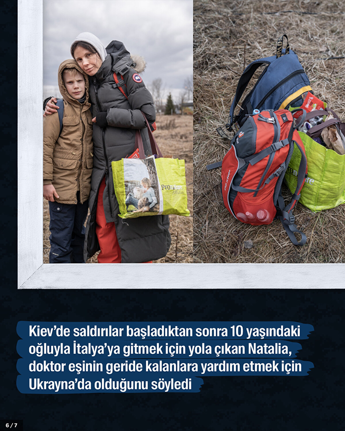 Kiev’de saldırılar başladıktan sonra 10 yaşındaki oğluyla İtalya’ya gitmek için yola çıkan Natalia, doktor eşinin geride kalanlara yardım etmek için Ukrayna’da olduğunu söyledi.