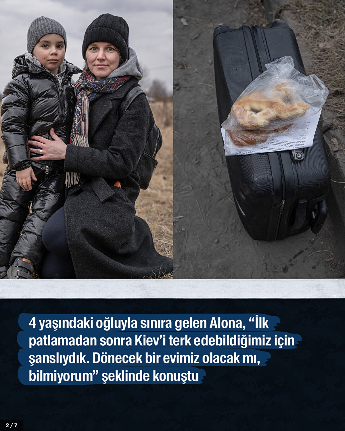 yaşındaki oğluyla sınıra gelen Alona, "İlk patlamadan sonra Kiev'i terk edebildiğimiz için şanslıydık. Dönecek bir evimiz olacak mı, bilmiyorum" şeklinde konuştu.