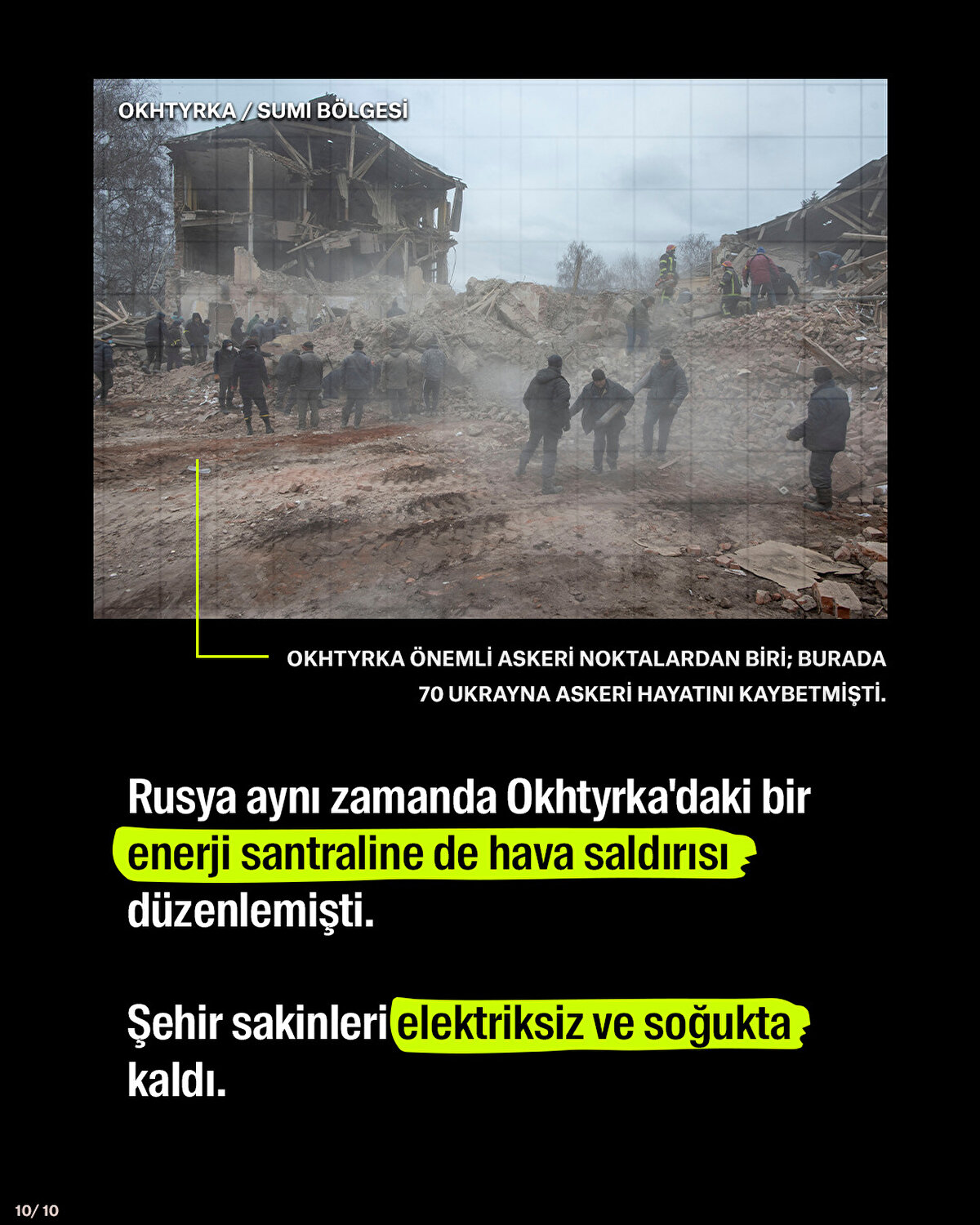 Rusya aynı zamanda Okhtyrka'daki bir enerji santraline de hava saldırısı düzenlemişti.