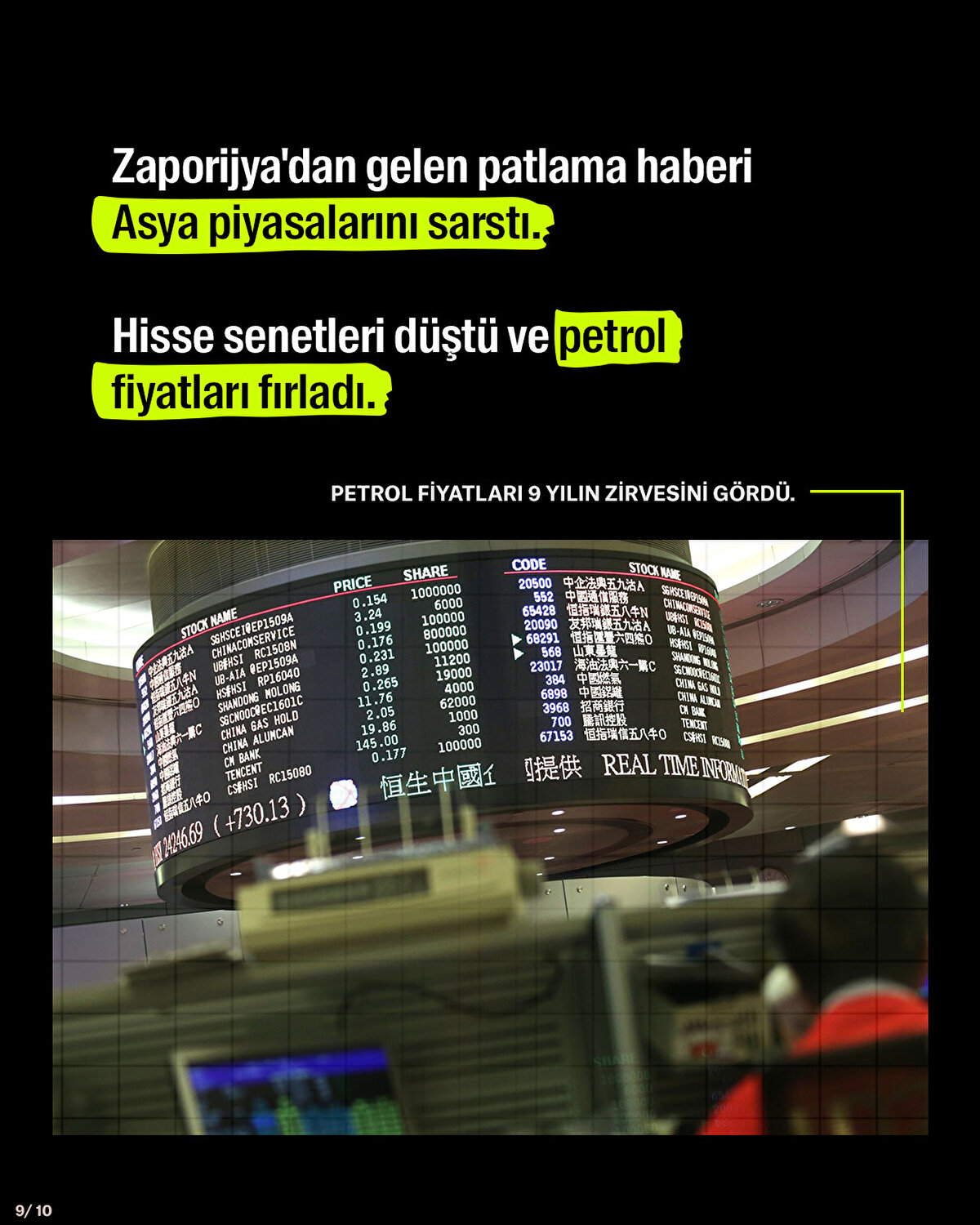 Zaporijya'dan gelen patlama haberi Asya piyasalarını sarstı.