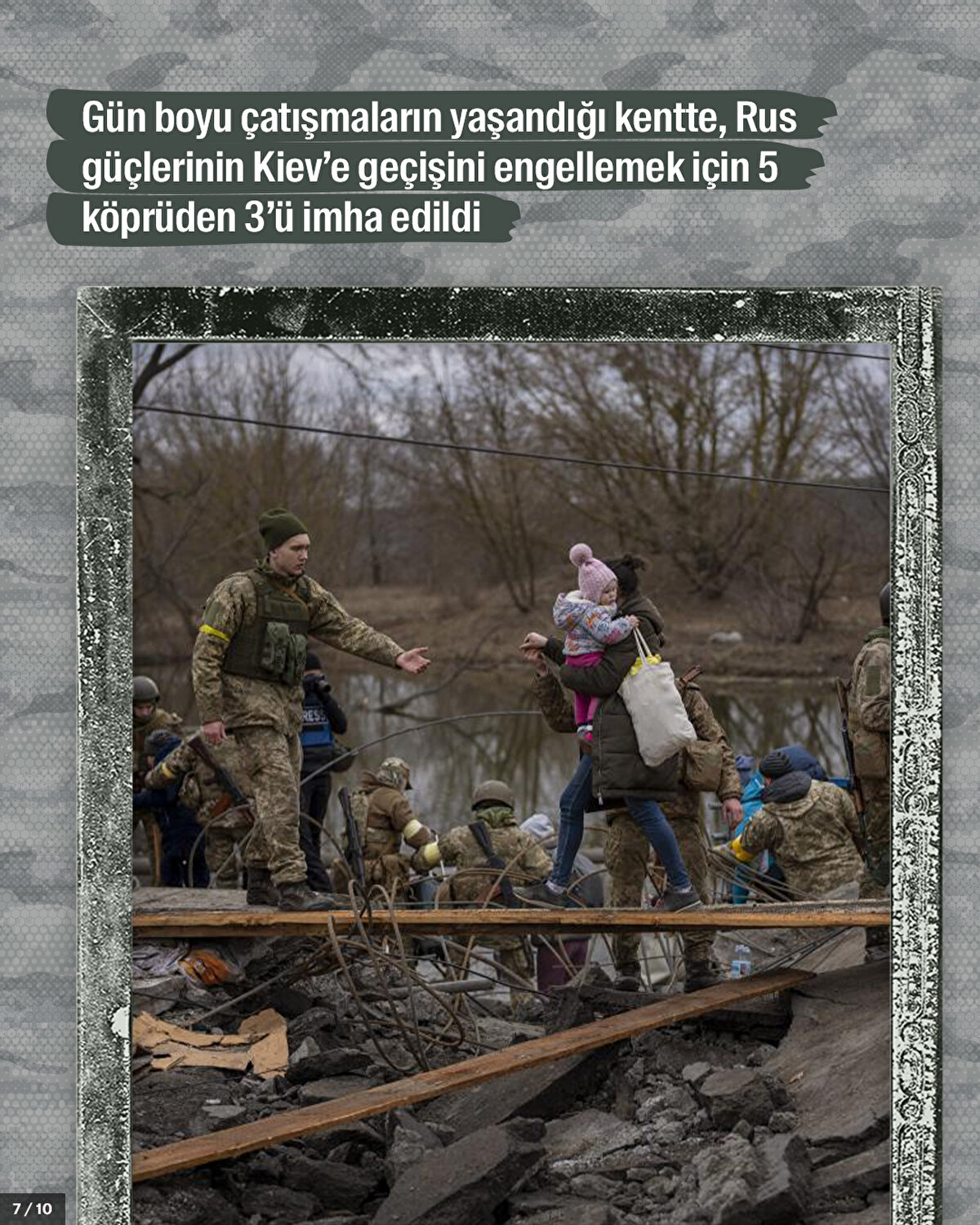 Gün boyu çatışmaların yaşandığı kentte, Rus güçlerinin Kiev’e geçişini engellemek için 5 köprüden 3’ü imha edildi.<br>