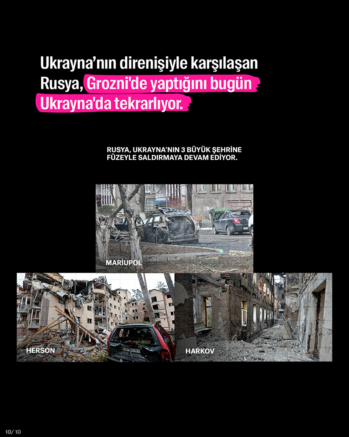 Ukrayna’nın direnişiyle karşılaşan Rusya, Grozni'de yaptığını bugün Ukrayna'da tekrarlıyor.
