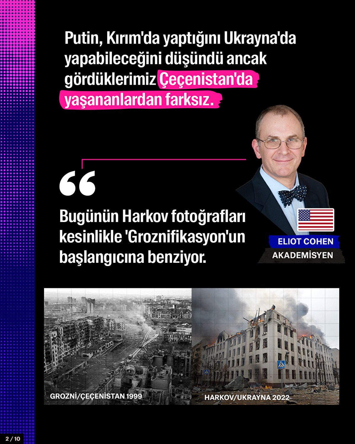 Prof. Dr. Eliot Cohen: Bugünün Harkov fotoğrafları kesinlikle 'Groznifikasyon'un başlangıcına benziyor.