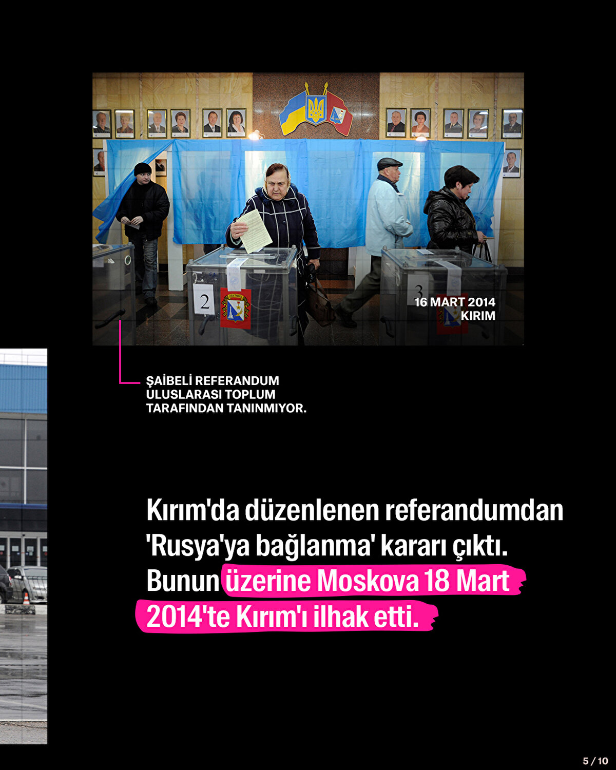 Kırım'da düzenlenen referandumdan 'Rusya'ya bağlanma' kararı çıktı. Bunun üzerine Moskova 18 Mart 2014'te Kırım'ı ilhak etti.<br>