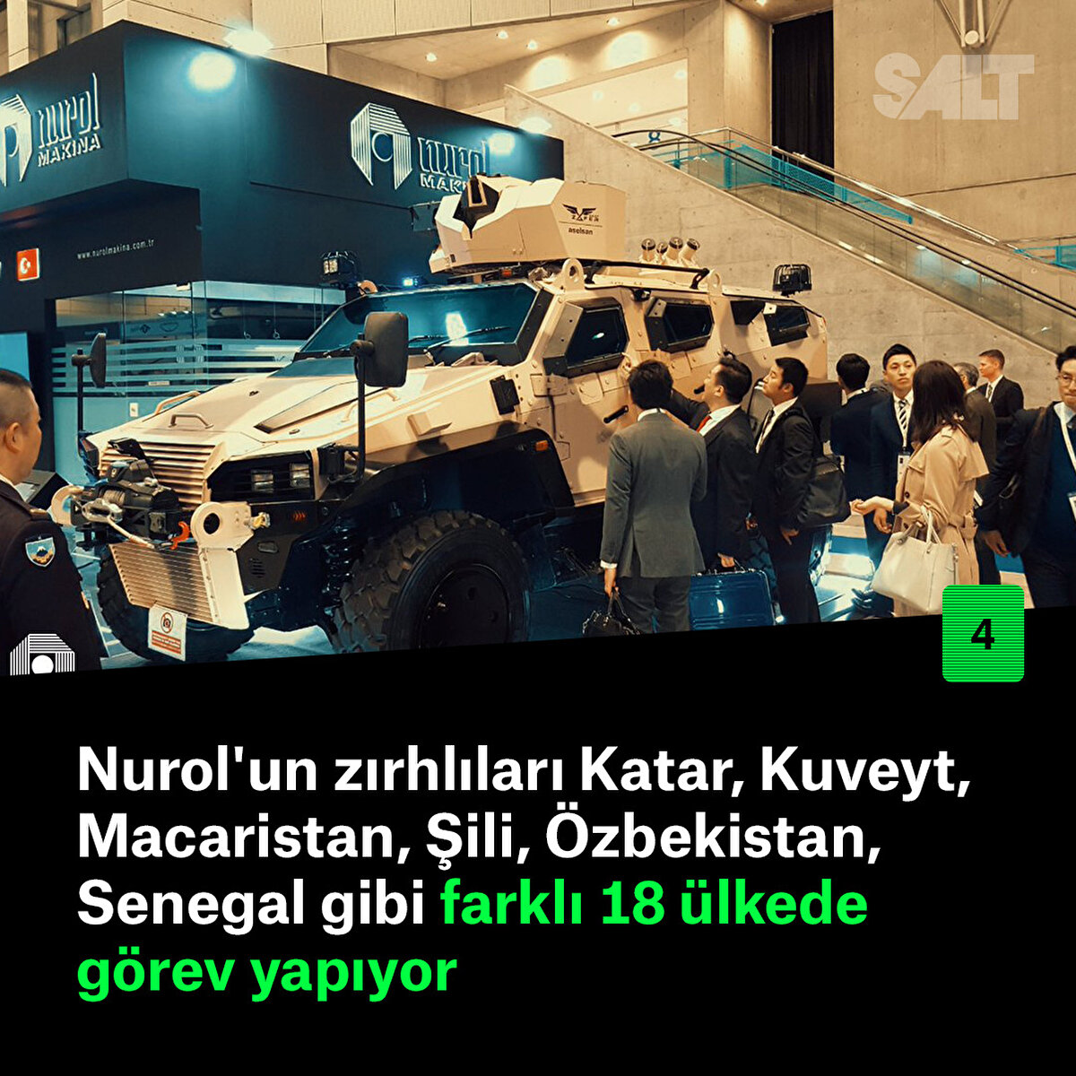 Nurol'un zırhlıları Katar, Kuveyt, Macaristan, Şili, Özbekistan, Senegal gibi farklı 18 ülkede görev yapıyor